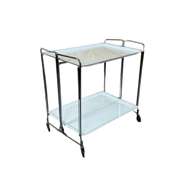 Space Age Chrome and White Serving Trolley, 1960s-1970s For Sale - Image 17 of 17