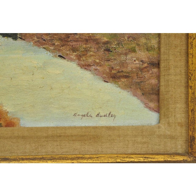Paint Vintage Angela Dudley "Lake Garda. Italy" Italian Hollywood Regency Oil Painting For Sale - Image 7 of 18