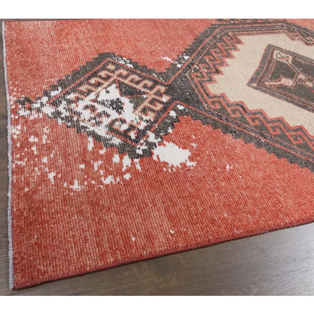 Vintage Turkish Hand-Knotted Red Runner Rug For Sale - Image 4 of 11