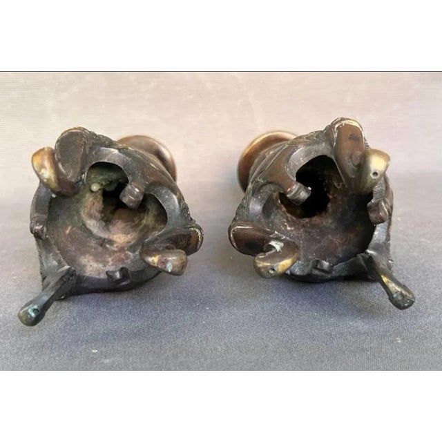 Bronze Candlesticks, Japan, 1870s, Set of 2 For Sale - Image 11 of 13