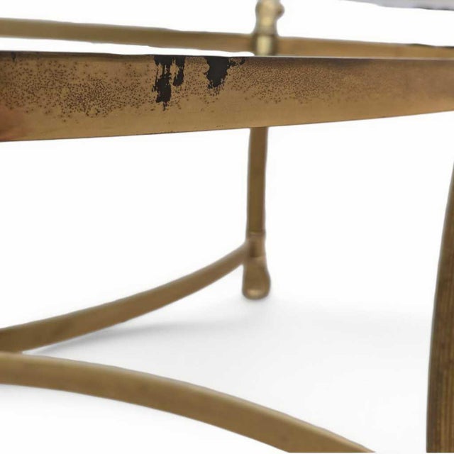 Metal Late 20th Century Attributed LaBarge Glass Top Brass Coffee Table For Sale - Image 7 of 18