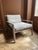 Restoration Hardware (RH) garden armchair in solid teak, with clean lines and original light beige cushions. Solid and...