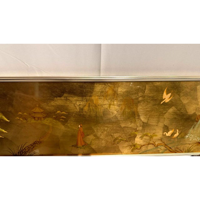 Wood 1980s LaBarge Chinoiserie Églomisé Mirror For Sale - Image 7 of 10