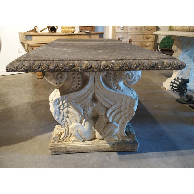 Neoclassical Italian Neoclassical Style Garden Table With Winged Rams Heads Decor, 1900s For Sale - Image 3 of 18