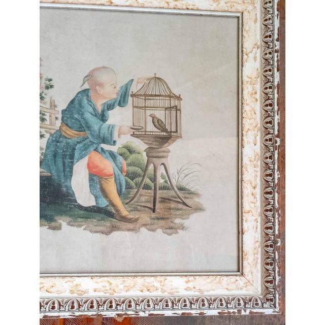 19th Century French Chinoiserie Chinese Export Style Watercolor Painting For Sale In New York - Image 6 of 18