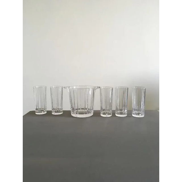 Post-Modern Clear Bar Glasses with Ice Bucket, Set of 6 For Sale - Image 3 of 17