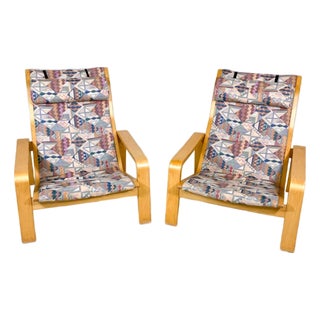 1970s Mid-Century Pair of Pulkka Lounge Chairs by Ilmari Lappalainen for Asko For Sale