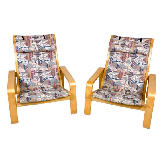 1970s Mid-Century Pair of Pulkka Lounge Chairs by Ilmari Lappalainen for Asko For Sale