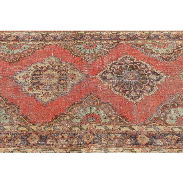 Mid 20th Century Vintage Worn Turkish Konya Rug For Sale - Image 4 of 7