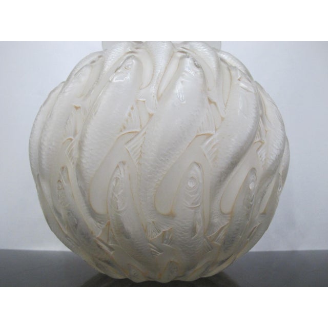 René Lalique Rene Lalique France Marisa Fish Smoky Sepia Tone Art Deco Glass 9 1/2" Vase For Sale - Image 4 of 17