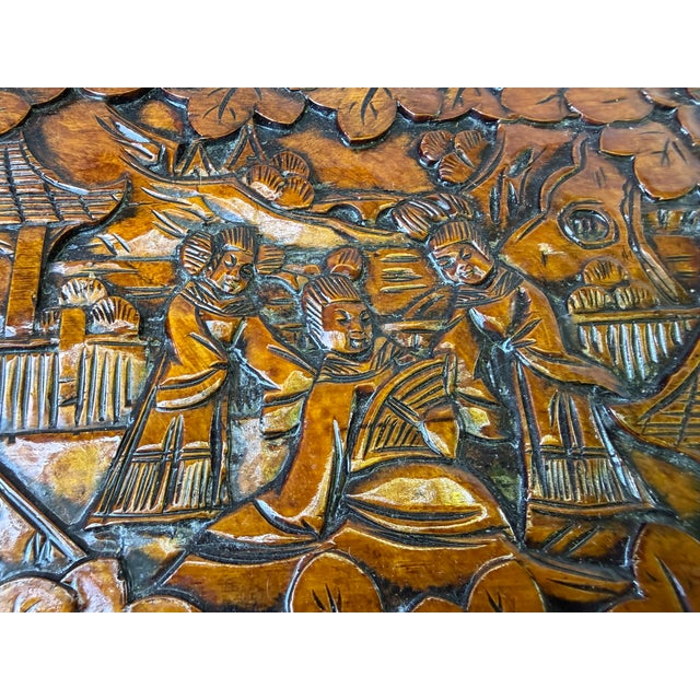 Mid 20th Century Vintage Chinese Camphor Carved Chest Box For Sale - Image 5 of 17
