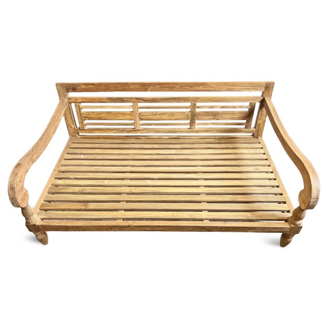 Transitional Outdoor Indoor Sutton Teak Balinese Daybed For Sale - Image 3 of 8