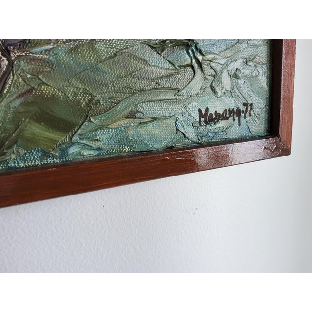 Vintage Mid-Century Modern Still Life Mushroom Painting by Swedish Artist Marianne Bos Mareng 1971 For Sale - Image 9 of 12