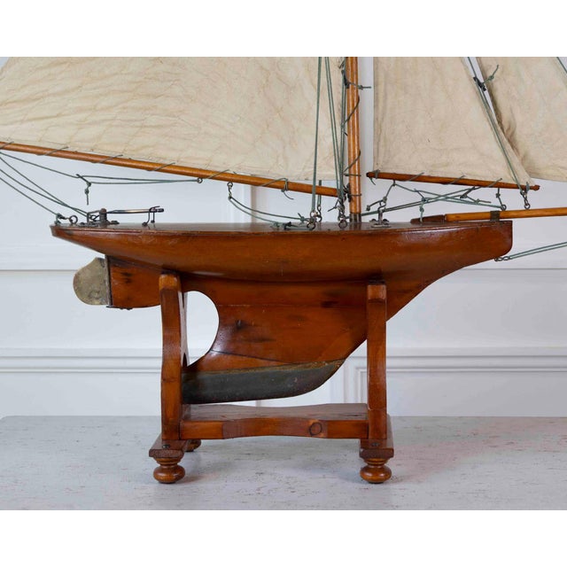 Gaff Rigged Cutter Wooden Pond Yacht Circa 1920 For Sale - Image 9 of 9