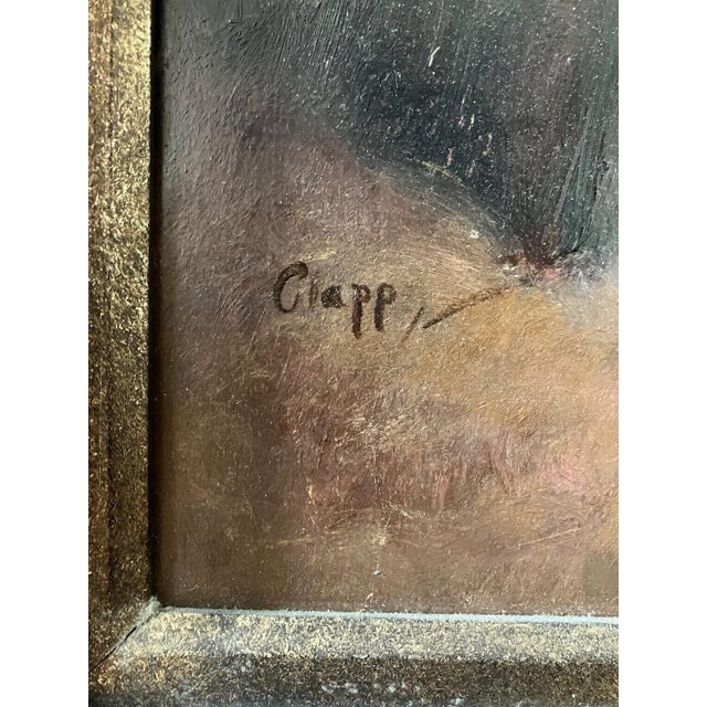 Black Large Howard Clapp Signed Female Semi-Nude Portrait Oil Painting "Pink Slip" 1945 For Sale - Image 8 of 9