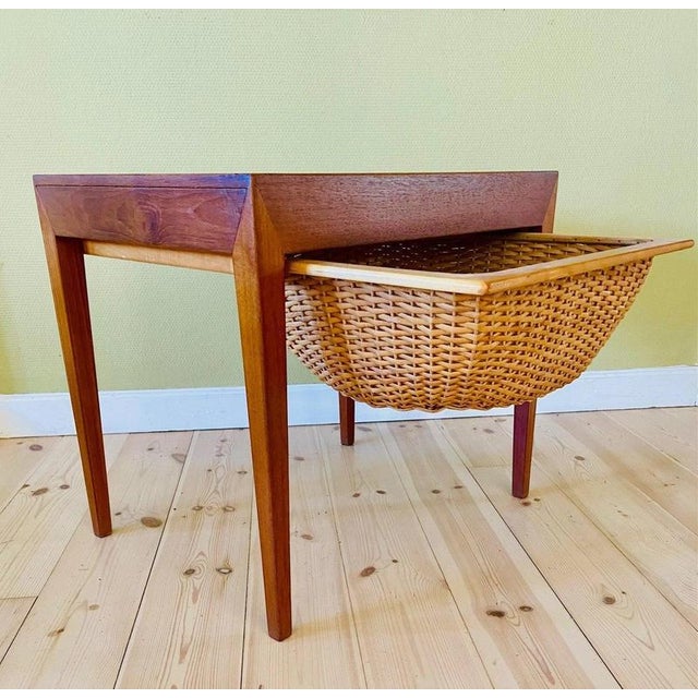 Wood Vintage Danish Teak Sewing Table by Severin Hansen Jr. for Haslev Møbelfabrik, 1960s For Sale - Image 7 of 18