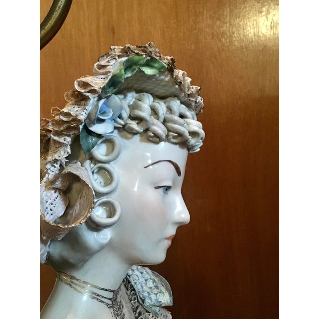 Alabaster Vintage 1950s Cordey Victorian Lady Lamp For Sale - Image 8 of 12