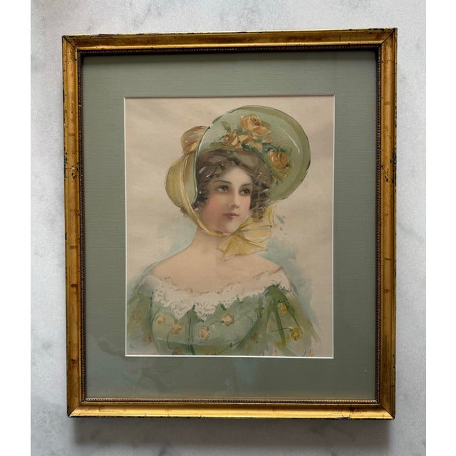 Pair of Vintage Framed Advertising Prints Titled "American Girl" For Sale - Image 4 of 9