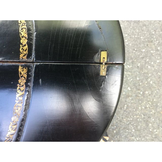 19th C. French Demi-Lune Ebonized Table W/Leather Top For Sale - Image 9 of 11