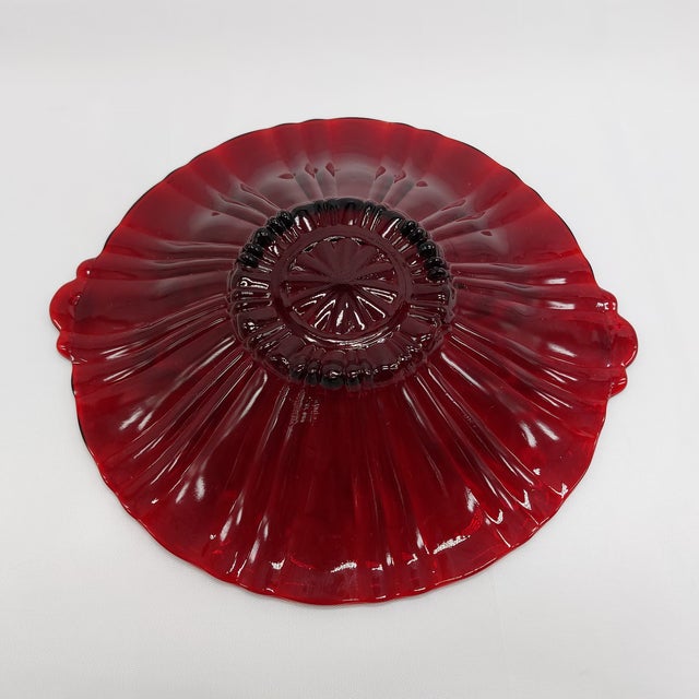 Ruby Red Hocking Old Cafe Royal Ruby Bowl W/ Tab Handles; C. 1938; 8 3/4 Inches For Sale - Image 8 of 12