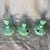 These are vintage 1950s Murano opaque jadeite green glass dresser decanters or perfume bottles and jar featuring a ribbed...