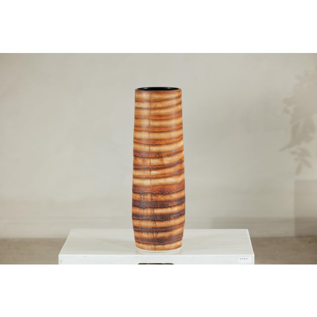 Tall Artisan Studio Ceramic Vase with Layered Earth-Tone Glaze For Sale - Image 16 of 18