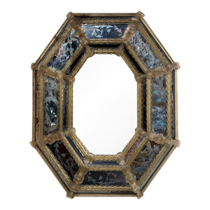 Italian Venetian Glass Octagonal Mirror