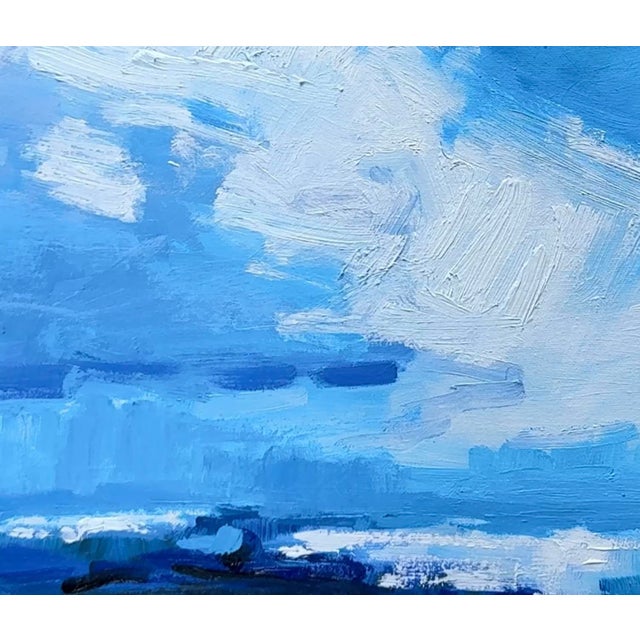 Contemporary Blue Sky Clouds Seascape Oil Painting For Sale - Image 4 of 14
