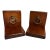 Vintage Wood Bookends With Brass Ring Pull Hardware, Pair For Sale