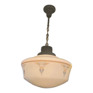 1920s Original Schoolhouse Shade With Design-Victorian Light