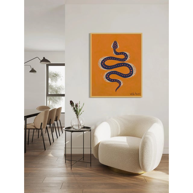 Illustration Persimmon the Snake by Willa Heart in Gold Frame, Medium Art Print For Sale - Image 3 of 4