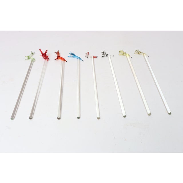 Charming set of eight vintage crystal glass cocktail stirrers/swizzle sticks by the elusive Saxon Glass Company Inc. of...