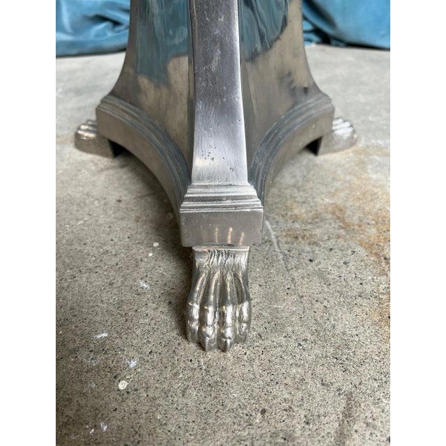 1940s French 1940s Neoclassical Nickel-Plated Floor Lamp For Sale - Image 5 of 10