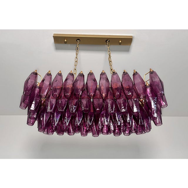 Mid-Century Modern Amethyst Murano Glass Poliedri Chandelier by Carlo Scarpa, 1990s For Sale - Image 3 of 18
