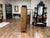 Art Deco Arts & Craft Antique Oak Bookcase Double Doors Lead-Glass Tulips Claw Feet on Rollers For Sale - Image 3 of 12