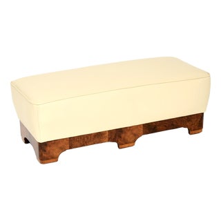 Art Deco Burr Walnut and Leather Ottoman, 1930s For Sale