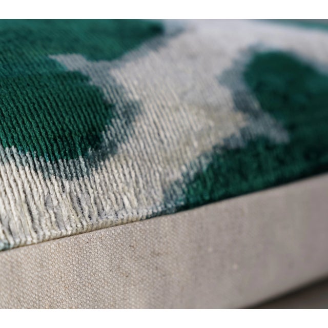 Contemporary Luxury Green Handmade Silk Throw Pillow With Down Insert For Sale - Image 11 of 12