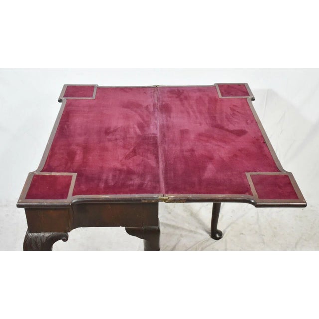 George Ii 18th Century Mahogany Irish Chippendale Game Table Flip Top Felt Top For Sale - Image 10 of 13