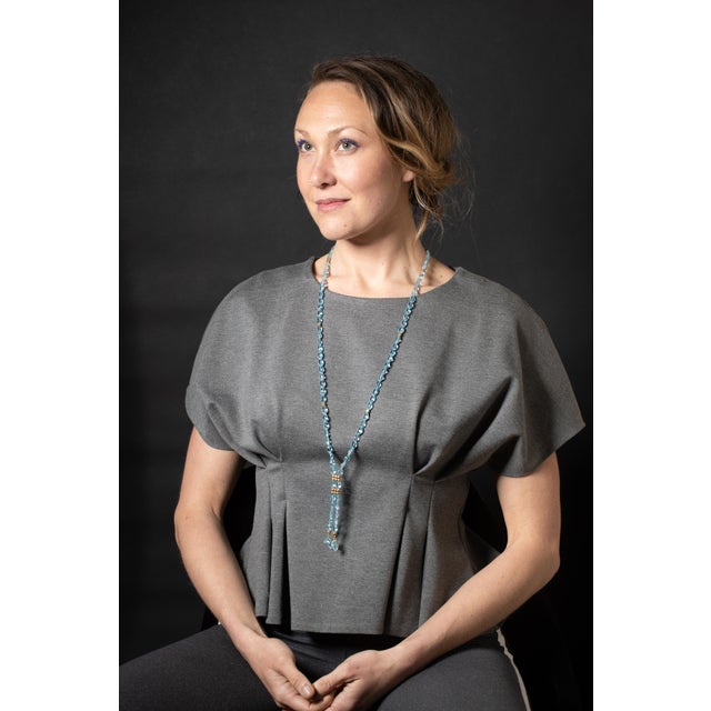 1990s Aquamarine and 22k Gold Lariat Rope Necklace by Deborah Lockhart Phillips For Sale In Nantucket - Image 6 of 6