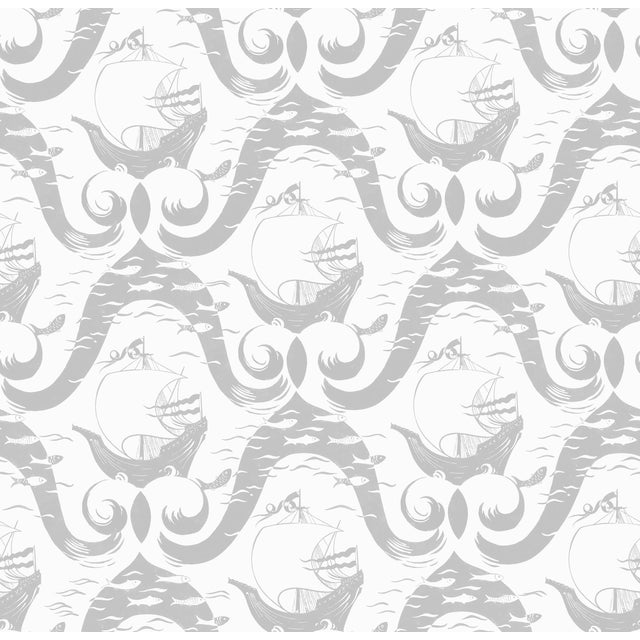 Sample - Cravelle Wallpaper by Paule Marrot in Light Gray For Sale