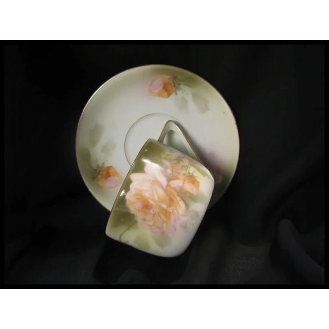 Art Nouveau 1920s Rs Prussia Hand Painted Cup & Saucer Cottage Core For Sale - Image 3 of 10