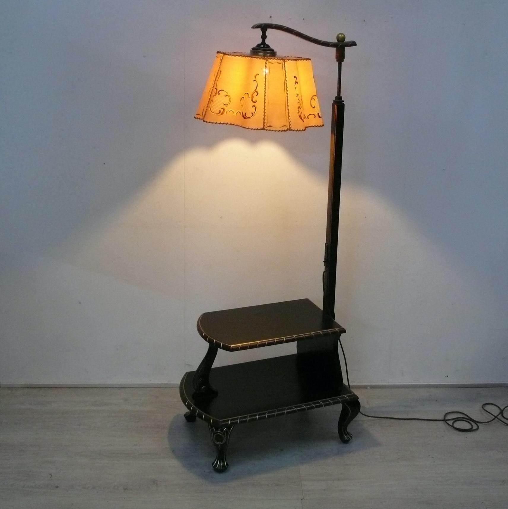 ★プーさん専用★the workshop lamp black Medium German Floor Lamp with Reading Table, 1930s | Chairish