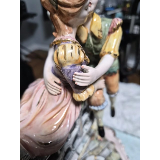 Figurative 1980s Gianni Lorenzon Italian Porcelain Figural Lamp & Designer Shade For Sale - Image 3 of 14