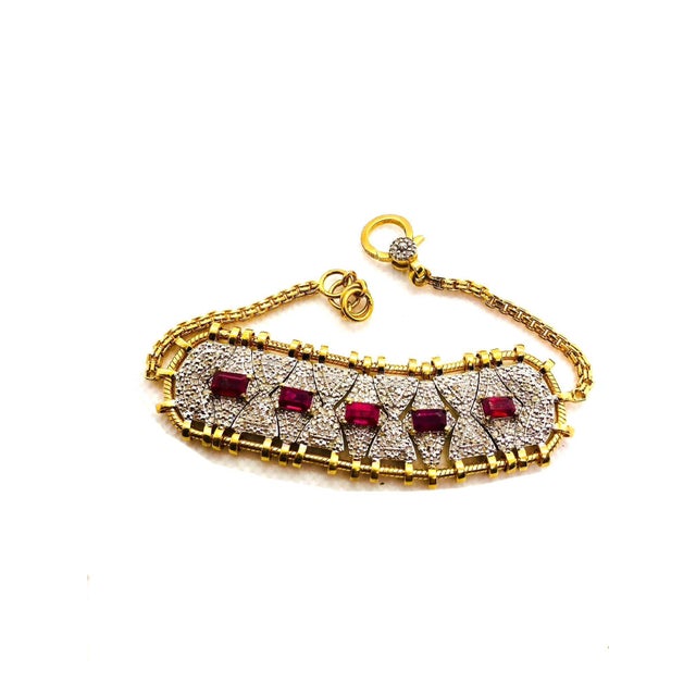 Bochic "Vintage Retro" Natural Rubies & Diamonds Set In 18K Gold & Silver For Sale - Image 14 of 18