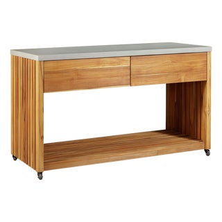 Eclipse Outdoor Solid Teak Wood Kitchen Island For Sale