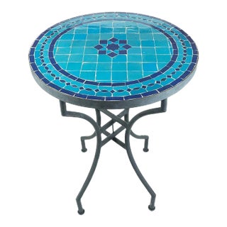Contemporary Round Iron Table With Mosaic Artwork For Sale