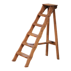 19th Century French Pine Folding Library Ladder With Six Steps