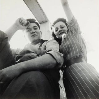 Vintage 1950's Cute Couple Perspective Angle Snapshot For Sale