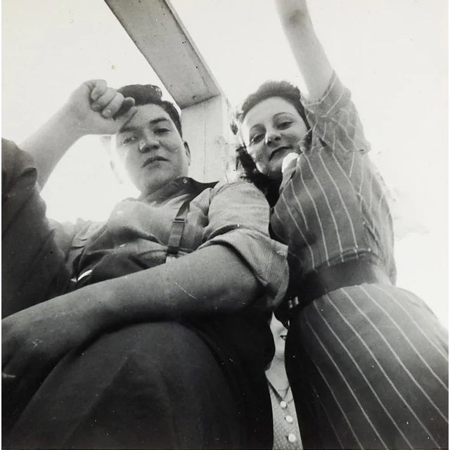 Vintage 1950's Cute Couple Perspective Angle Snapshot For Sale