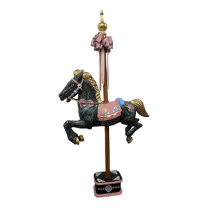 1980s Rotocast Molded Carousel Lifesize Miniature Horse on Wooden Pole